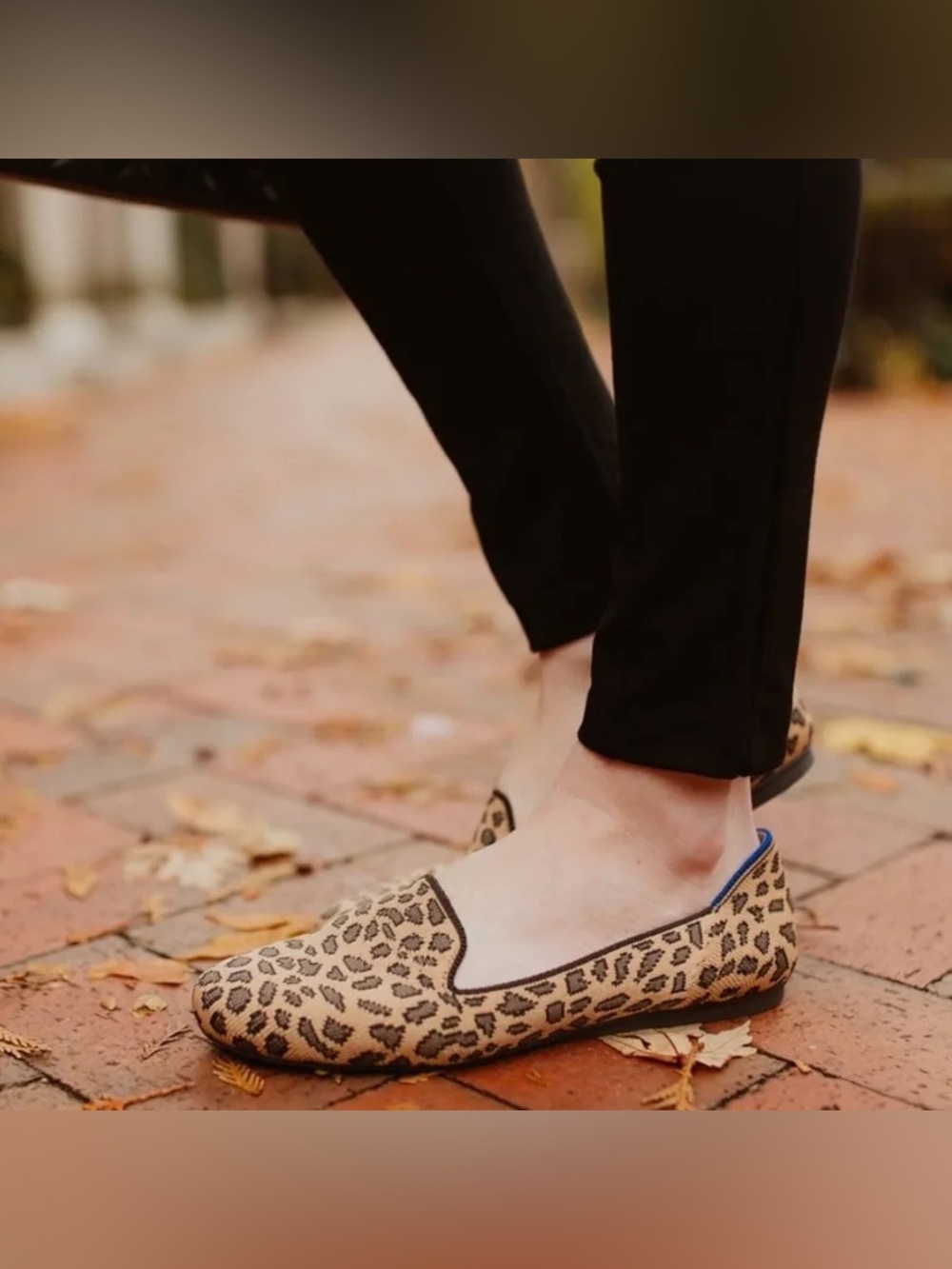 Rothy’s The Loafer Leopard Print Blue Trim Flats Women’s 8.5 EU 39